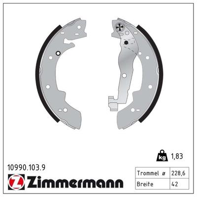 ZIMMERMANN Bremsbackensatz 109901039 Hinterachse für BMW Suzuki