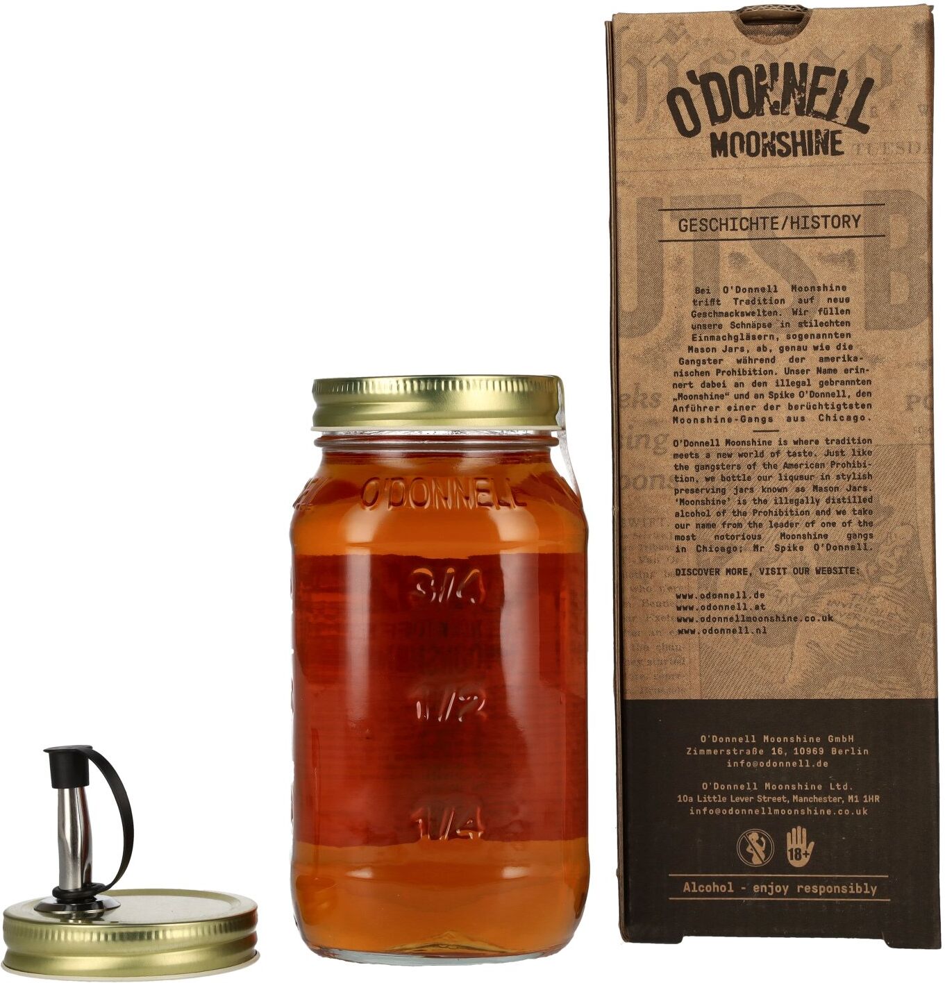 O'Donnell Moonshine STICKY TOFFEE Liqueur 25% Vol. 0,7l in Geschenkbox mit Ausgießer