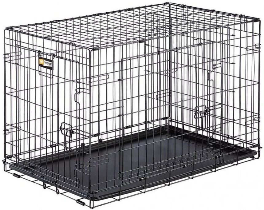 Tiertransportbox FERPLAST "Dog-Inn 90 - faltbare Metallbox", schwarz, B:92,7cm H:62,5cm T:58,1cm, Metall, Tiertransportbehälter, Tiertransportbox schwarz B/H/T: 92,7cm x 62,5cm x 58,1cm