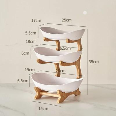 Uplifted Goods Multi Layer Kitchen Serving Stand For Fruits And Treats 3 Tiers white