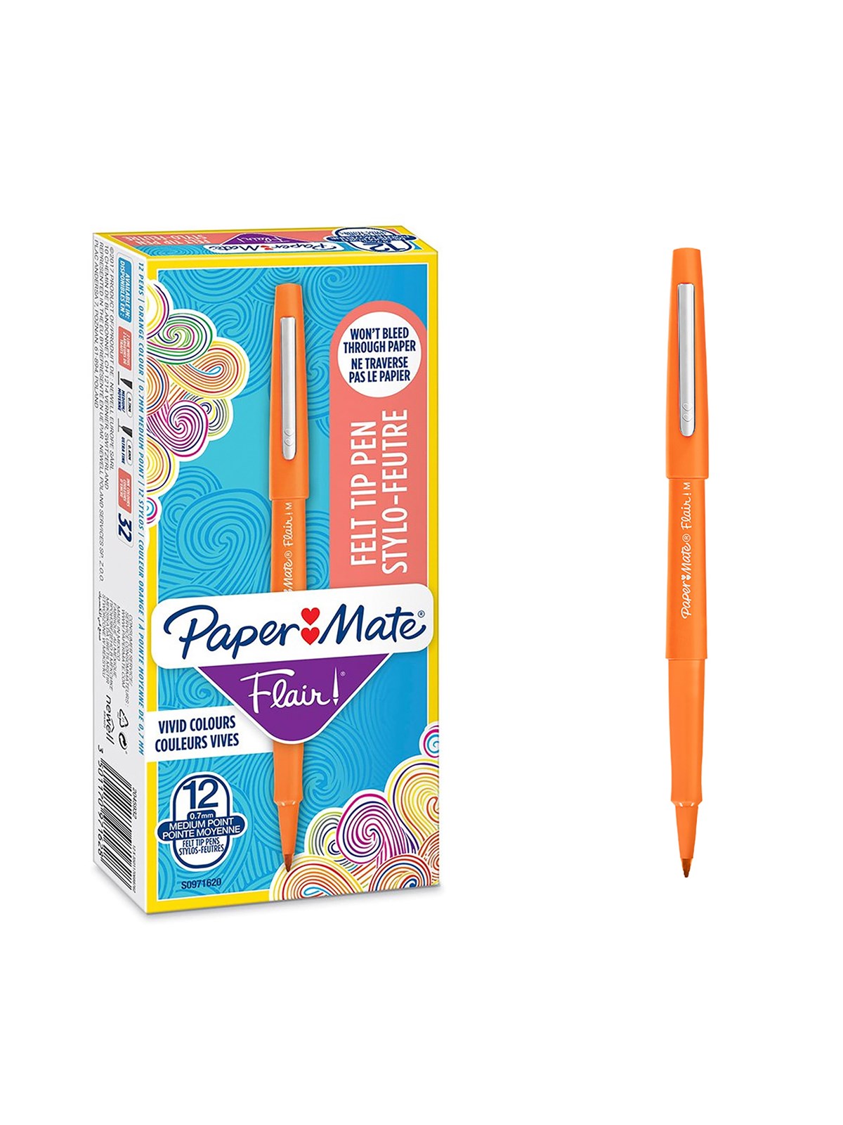 Paper Mate Flair-Filzstifte | mittlere Spitze 0,7 mm | Orange | 12er-Packung