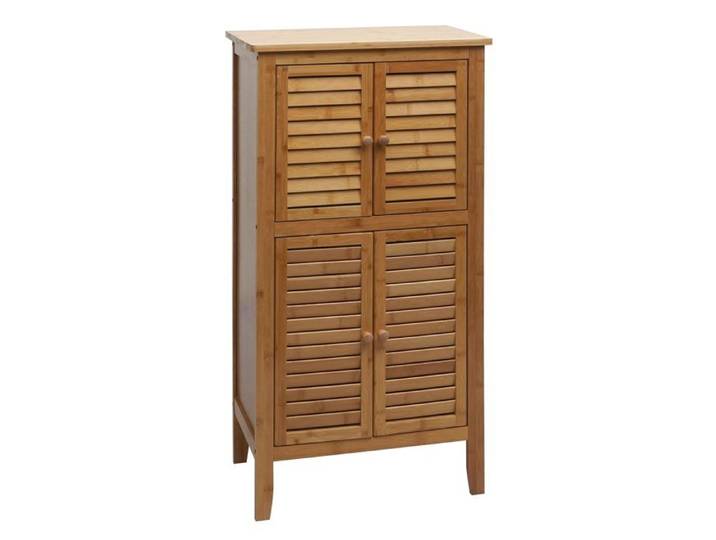 Armoire de salle de bain MCW-B18 étagère commode 4 portes bambou 100x50x30cm