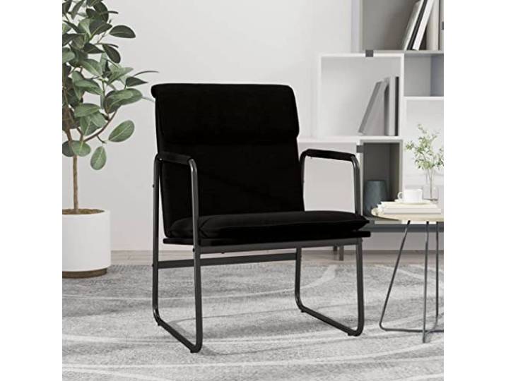 IBUQDDV Loungesessel Schwarz 55x64x80 cm Stoff mit Metallgestell Stoffbezug atmungsaktiv, Metallgestell stabil, rutschfeste O-Form Beine, Montageanleitung inklusive