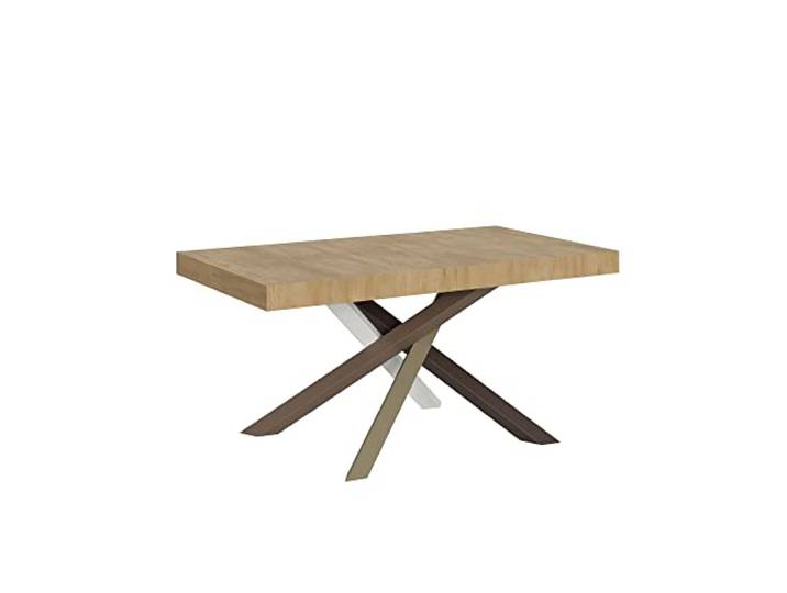 Tafel Volantis Multicolor 4/C uittrekbaar 90 x 160 uitgetrokken 264, tafelblad eiken natuur, frame 4/C gekleurd geblokkeerd
