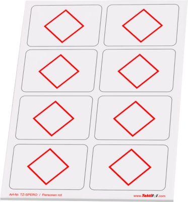Taktische Zeichen Taktifol Personen, rechteckig, selbsthaftend, beschriftbar, trocken abwischbar, L 46 x B 32 mm, rot, 8 Zeichen