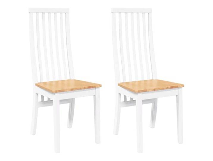 KLGBNCVE Esszimmerstühle 2 STK. Weiß Massivholz Gummibaum Holzstühle, Gummibaum-Massivholz, ergonomische Rückenlehne, Holzfüße, Esszimmer und Wohnzimmer