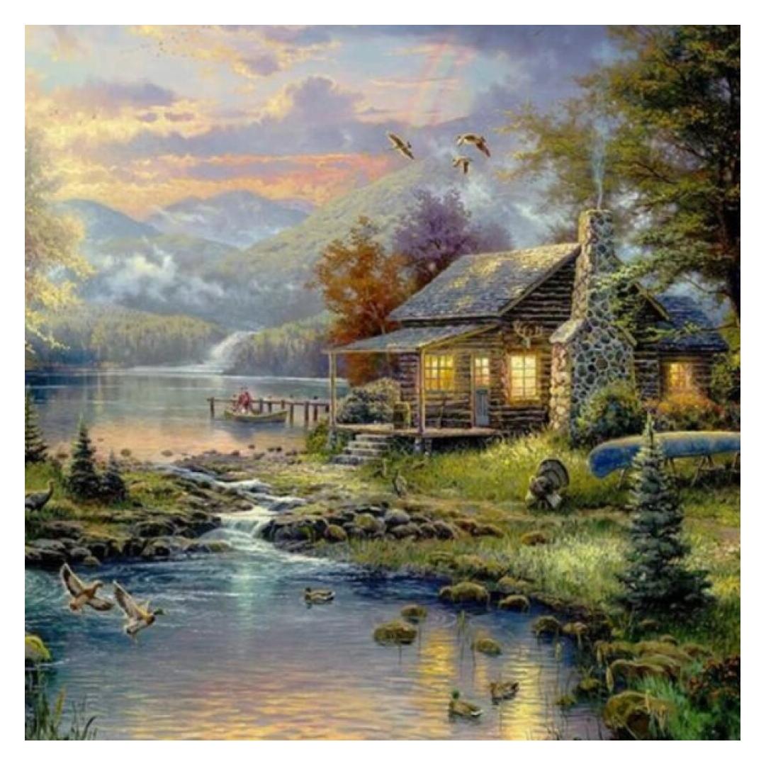 Norimpex Diamantové malování Horská chata u jezera 30x40cm (2001760)