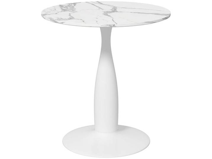 Homcom Esstisch, Runder Küchentisch, Moderner Esszimmertisch mit Stahlgestell Weiß, 70x74x70 cm, Esszimmer, Esstische
