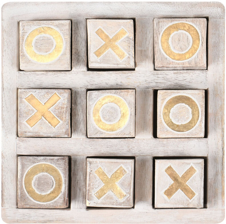Lily Manor 2 Player Solid Wood Tic Tac Toe Beige 3cm H X 16cm W X 16cm L