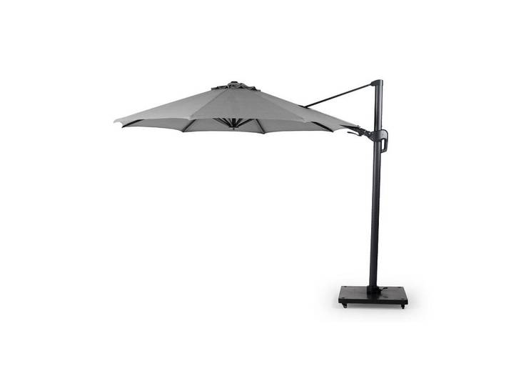 Tierra Outdoor Ampelschirm, Hellgrau, 360° drehbar, höhenverstellbar, regenabweisend, UV-beständig, wetterbeständig, Sonnenschutz, Sonnenschirme