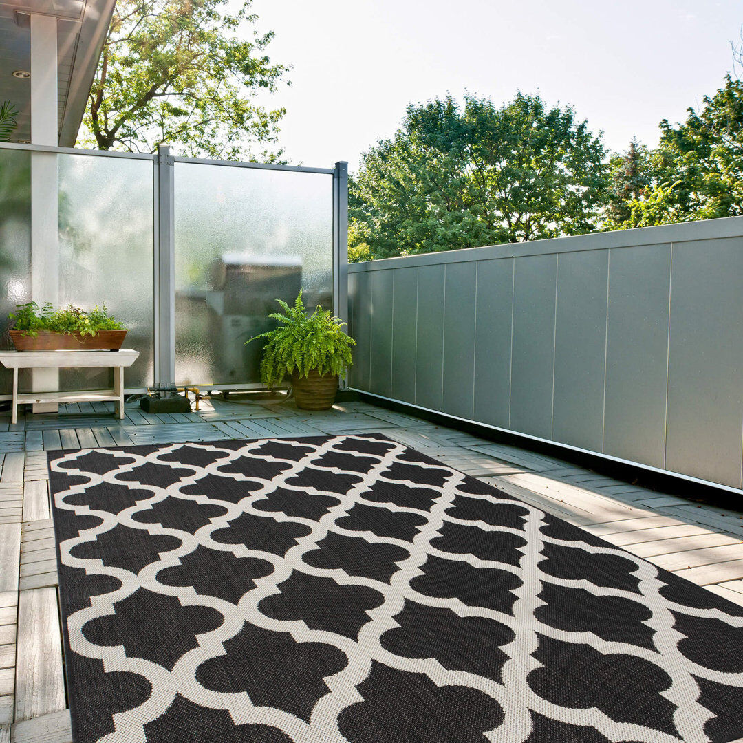 THE RUGS Ecology Collection Indoor / Outdoor Area Rug Black Rectangle 160 x 230 cm