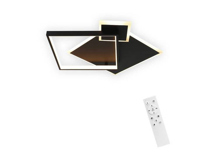 ZMH Led-Deckenleuchte Maximilian 46/45/8 cm, Schwarz, Metall, LED integrated, 46x8x45 cm, Lampen & Leuchten, LED Beleuchtung, LED-Deckenleuchten
