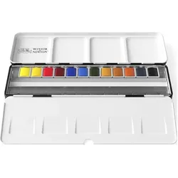 Winsor & Newton, Künstlerfarbe + Bastelfarbe, Watercolour proff. 12x1/2 pans in box (5 ml)