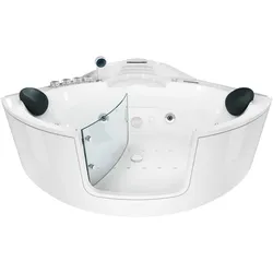 AcquaVapore Whirlpool Pool Badewanne Eckwanne Wanne W60H-TH 140x140cm mit Tür Walk-in-Pool passive Schlauch-Reinigung