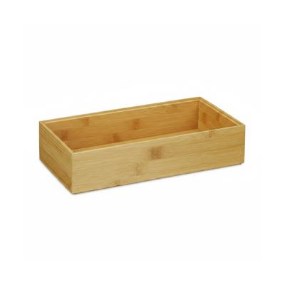 Relaxdays Ordnungsbox Bambus, stapelbar, natürliche Optik, Aufbewahrungsbox Küche, Bad, HxBxT: 7 x 30 x 15 cm, natur