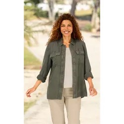 Baumwoll-Mix-Bluse in khaki in Größe 38 von DW-Shop, Khaki, 38