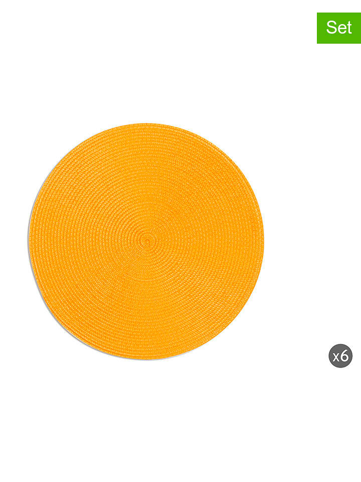 Trendy Kitchen by EXCÉLSA 6er-Set: Tischsets "Round" in Gelb - Ø 36 cm - onesize