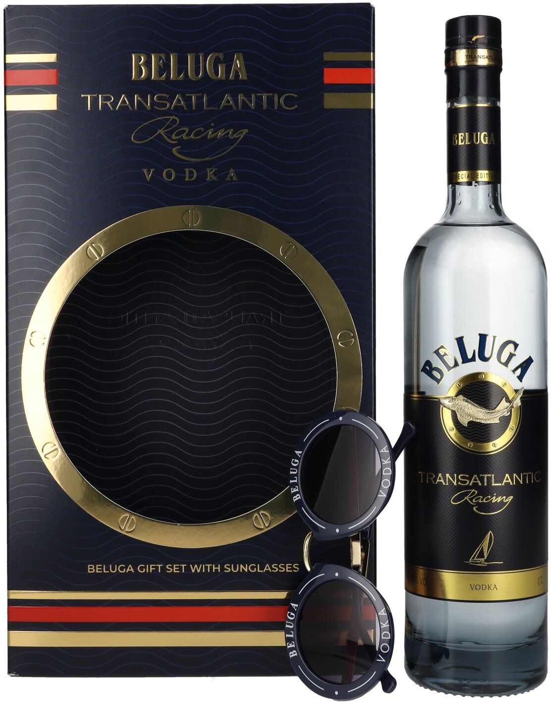 Beluga Vodka Beluga Transatlantic Racing Montenegro Vodka 40% Vol. 0,7l in Geschenkbox mit Sonnenbrille