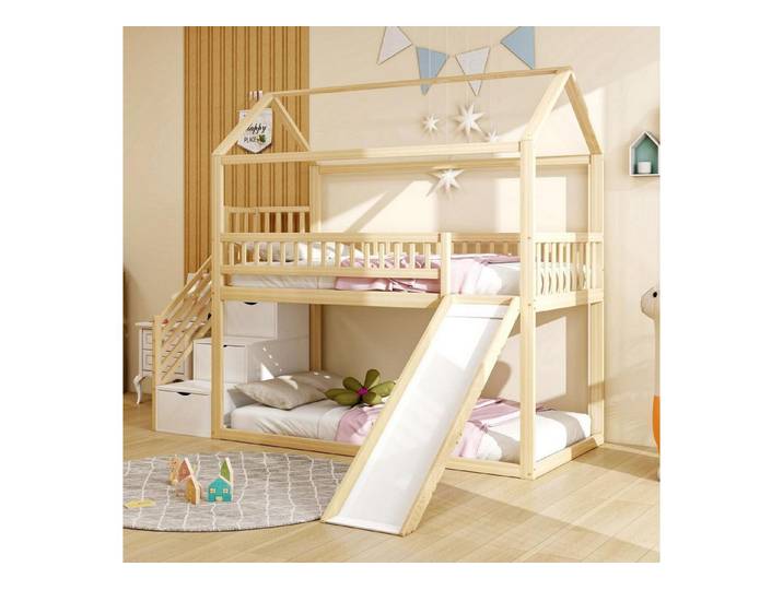 LuxusKollektion Hausbett Kinderbett Hochbett Hausbett 90x200 Natur