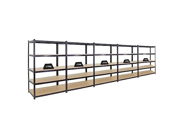 PROREGAL Mega Deal 5X Schwerlastregal Taurus Schwarz 180x120x60cm mit Fachlast 175kg Kellerregal, Steckregal, Garagenregal, Lagerregal