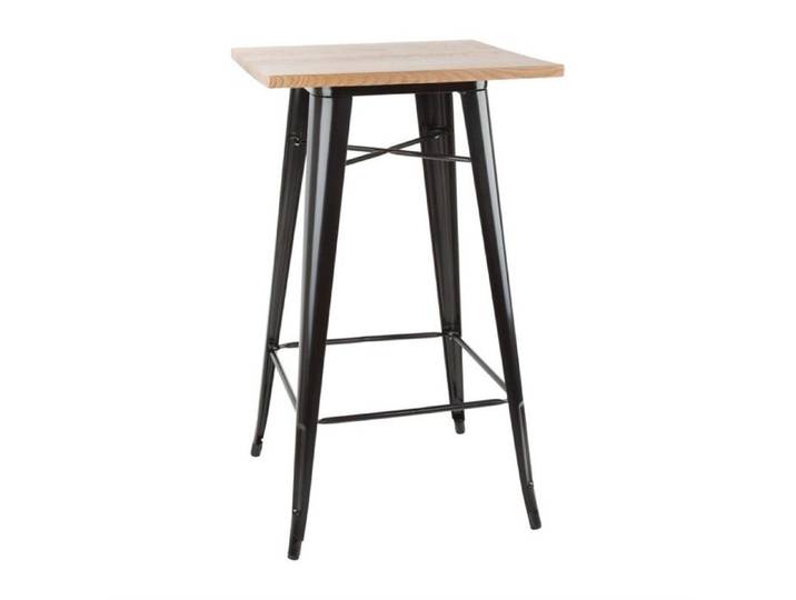 Table Mange-Debout Noire avec Plateau Bois - Bolero Bistro