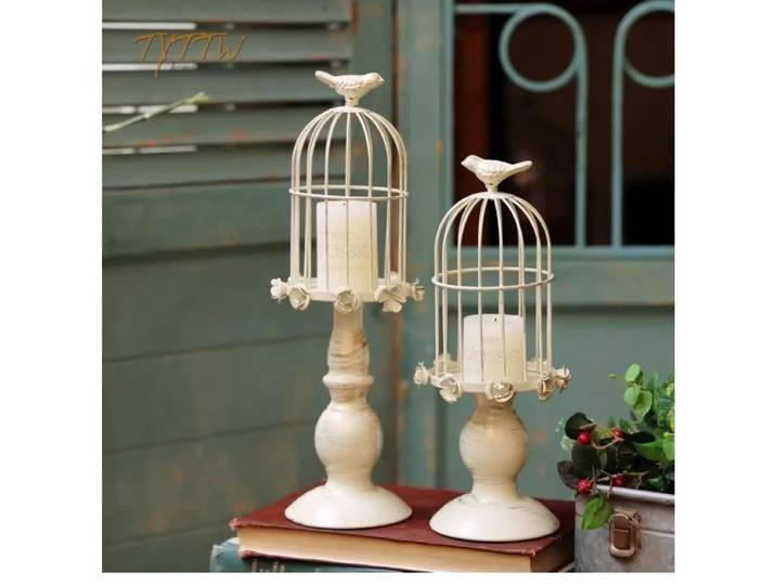 Bougeoirs Vintage américains, anciennes bougies d'art en fer pour cage à oiseaux, ornements, accessoires de tournage de mariage, décoration de table de salon
