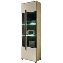 VITRINE Kaschmir, Eiche 60 cm, Vitrinenschrank für Wohn- und Esszimmer