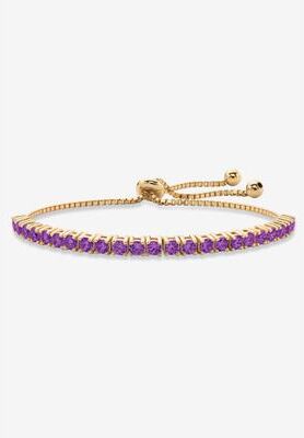 "Gold-Plated Bolo Bracelet, Simulated Birthstone 9.25"" Adjustable by PalmBeach Jewelry in February"