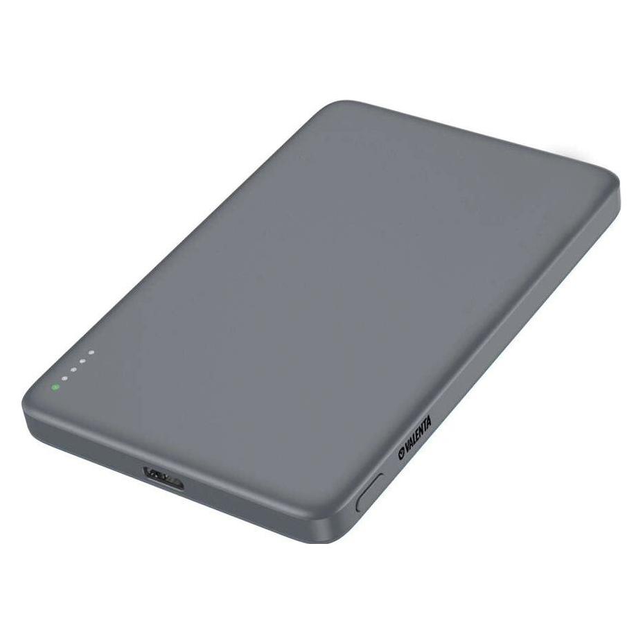 Valenta Powerbank MagSafe Ultra Slim, Grau 5000 mAh (5000 mAh, 15 W, 19.35 Wh) (588676)