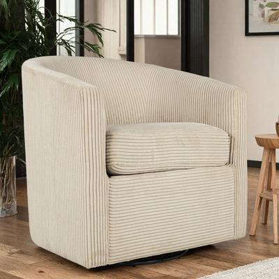 "31"" Corduroy Swivel Accent Chair with U-Shaped Backrest and Metal Base and Removable Seat Cushion"