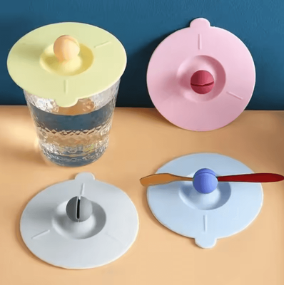 Uplift Curations Universal Silicone Cup Lid Reusable Anti Dust Mug Cover For Coffee, Tea & Drinks 4 color Combination