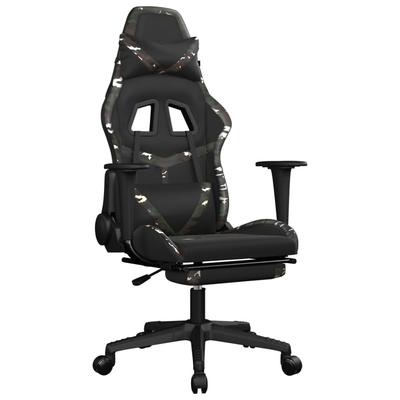 Décoshop26 - Bürostuhl Gaming-Stuhl mit Lendenkissen und Fußstütze schwarzes Camouflage-PVC mehrfarbig DEC025945 DEC025945