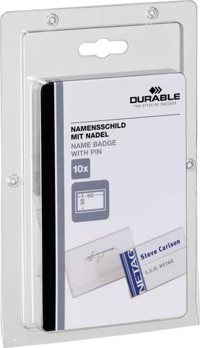 Durable 860619 Namensschild (B x H) 60mm x 30mm Sicherheitsnadel 10St.
