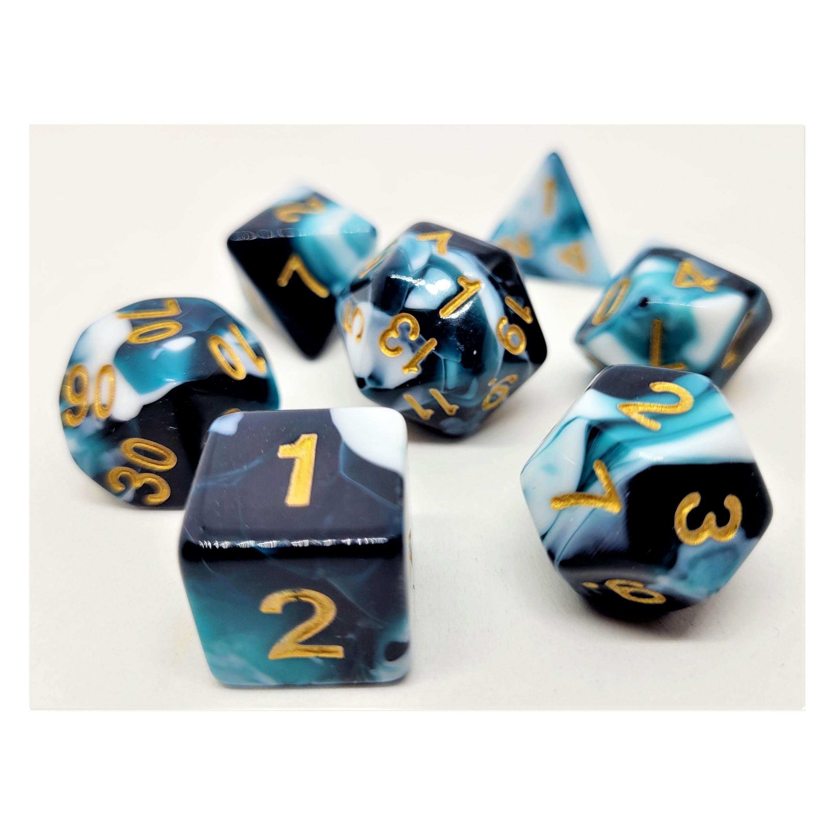Dice4friends Würfelset Racing: Petrol/White (7) (DIC37322)
