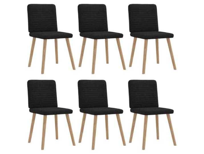 fsahslih Esszimmerstühle 6er Set Schwarz Gepolsterte Küchenstühle Stoff Dicke Schaumstoffpolsterung für Gästezimmer und Wohnbereich, standfestes Gestell aus Gummibaumholz, bis 110 kg tragfähig.