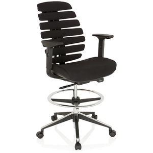 hJh-OFFICE Arbeitsstuhl ERGO LINE II WORK, schwarz, mit Rollen & Fußring, Stoffbezug, bis 120 kg