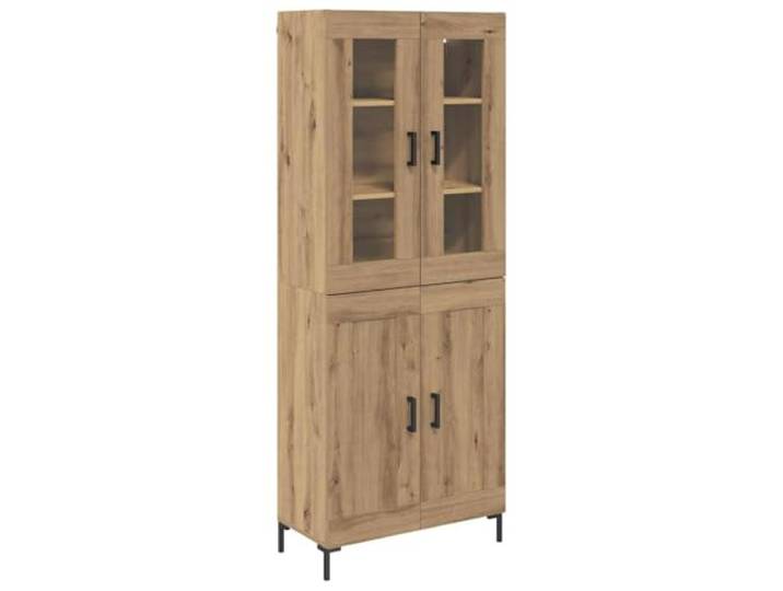 HKTMGDNG Highboard 2-tlg Hängeschrank mit Glastüren Artisan-Eiche Wandmontage spart Stellfläche im Wohnzimmer oder Schlafzimmer, strukturierte Oberfläche schafft saubere Ordnung.