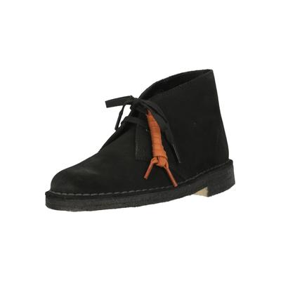 Schnürschuh CLARKS "Desert Boot. Black Sde", Damen, Gr. 40, schwarz, Leder, Schuhe Schnürschuh, mit griffiger Laufsohle