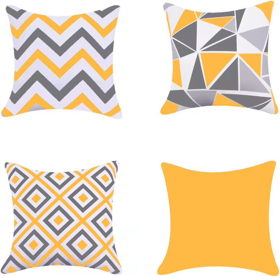Brayden Studio Batina Indoor / Outdoor Geometric Square Cushion Cover Yellow