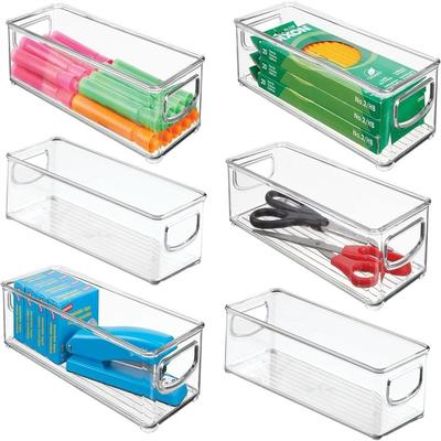 No "Small Plastic Office Storage Container Bins - 10""L x 4""W x 3""H"