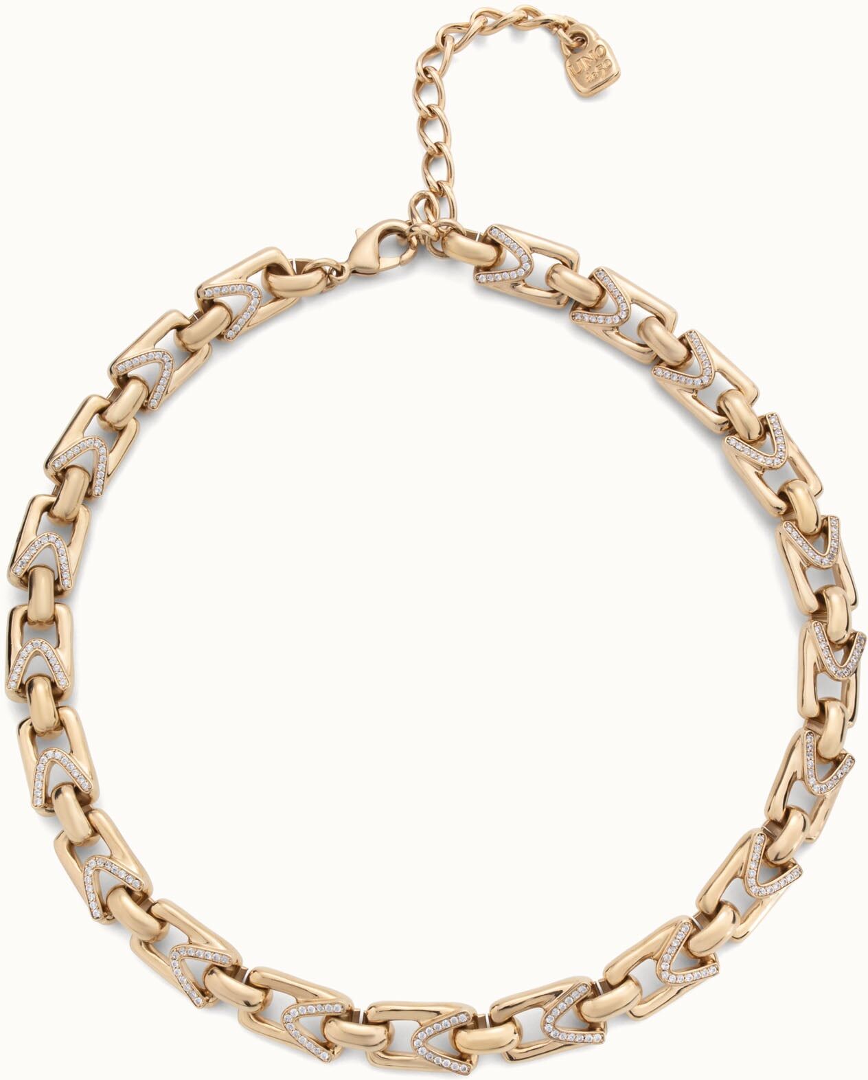 UNOde50 Collar bañado en oro 18K con eslabones rectangulares Blanco U
