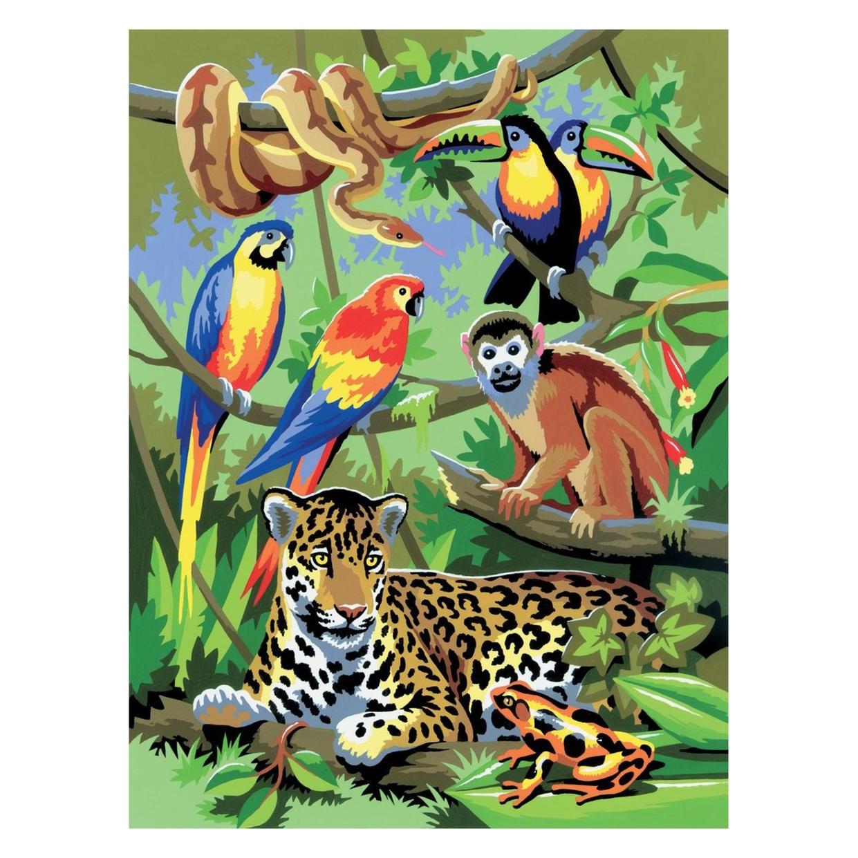 Pracht Malen nach Zahlen - Junior "Jungle", DIY Bild ca. 33 x 24 cm gross, inkl. 7 Acryl-Farben, Pinsel und (4670-30041)