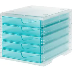 Styro, Dokumentenablage, Schubladenbox styroswingbox light aqua DIN C4 mit 5 Schubladen (C4)