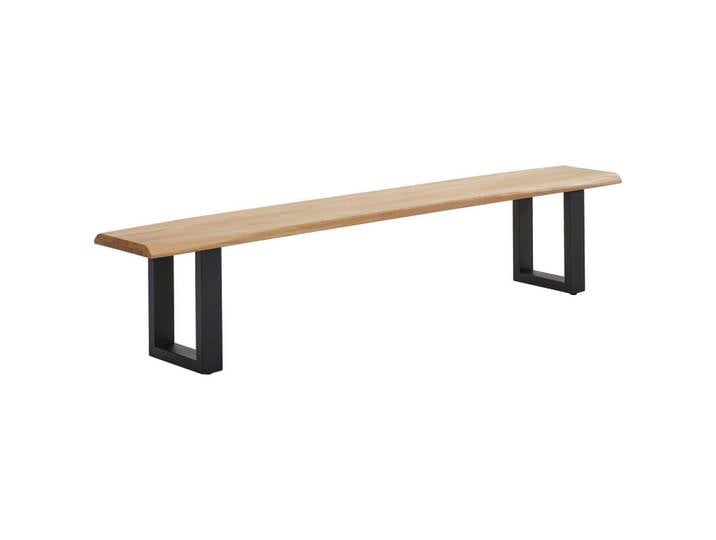 Linea Natura Sitzbank, Schwarz, Wildeiche, Metall, Wildeiche, mehrschichtige Massivholzplatte (Tischlerplatte), 3-Sitzer, 220x45x38 cm, Typenauswahl, Esszimmer, Bänke, Sitzbänke