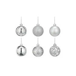 Weihnachtsbaumkugel  37er Set   , silber , Kunststoff,Aluminium Ø: 6