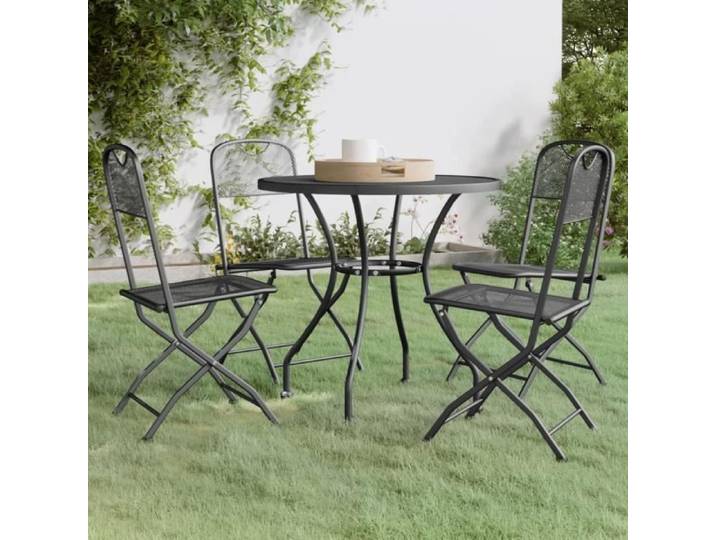 Mobilier à dîner de jardin - ZERODIS - A3084712 - 5 pcs - Maille Métal - Anthracite - Pliable