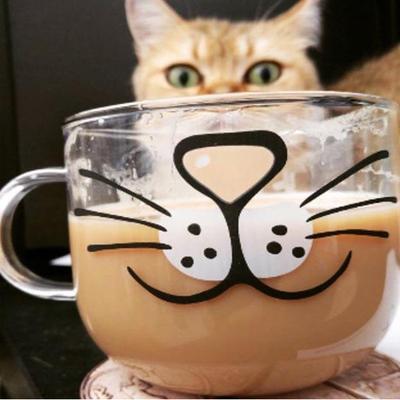 KitchenCuration Kitty Coffee Mug Perfect Gift For Cat Lovers   Oversized Cat Glass Cup Kitty Coffee Mug Perfect Gift For Cat Lovers   Oversized Cat Glass Cup