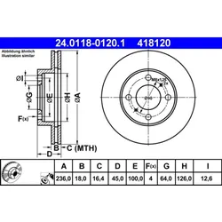 Bremsscheibe ATE 24.0118-0120.1 (2 Stk.) für Proton Persona 400 Hatchback Wira