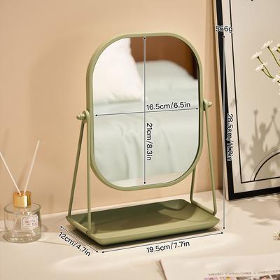 Fusion Finds Luxury Rotating Makeup Mirror With Storage Base For Vanity & Dressing Table green