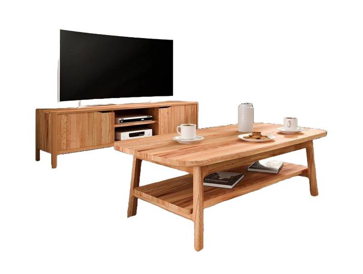 Natur24 Couchtisch Couchtisch Swig aus Kernbuche massiv geölt 60x100 cm mit Holzbeinen